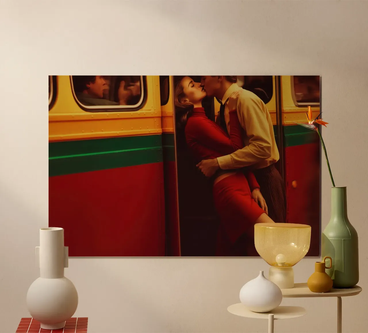Amanti della metropolitana | Digitales Polaroid poster con telaio in legno da Autofocus