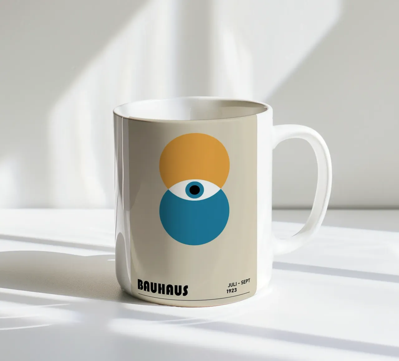 Bauhaus Cerchi geometrici nero rosso blu 1923 tazza in ceramica da NorwesClub