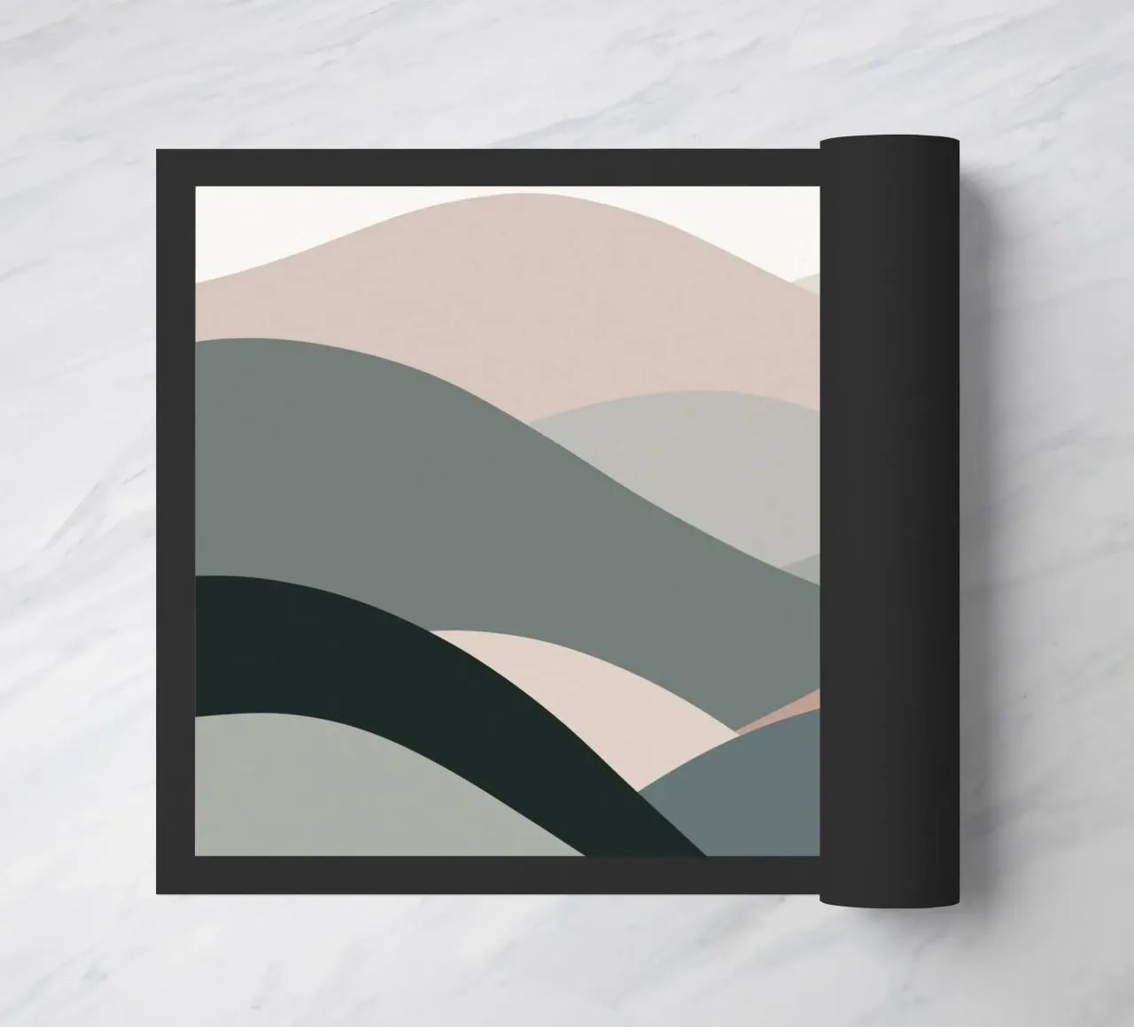Scandinavian muted color mountain range 04 doormat by Little Dean