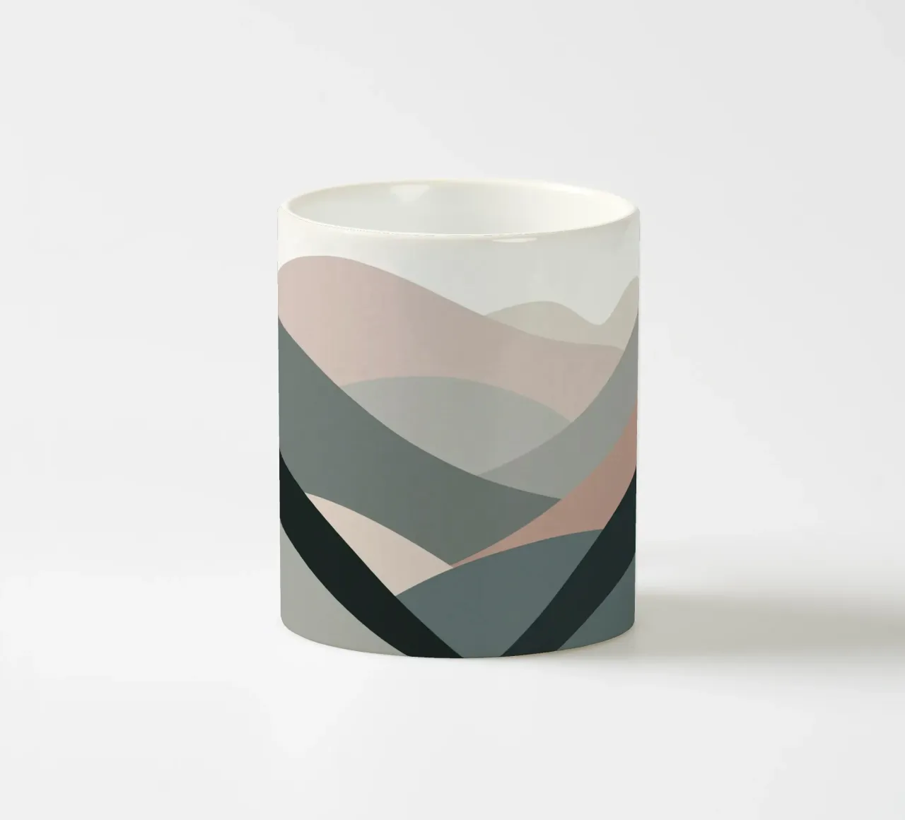 Scandinavian muted color mountain range 04 ceramic mug by Little Dean