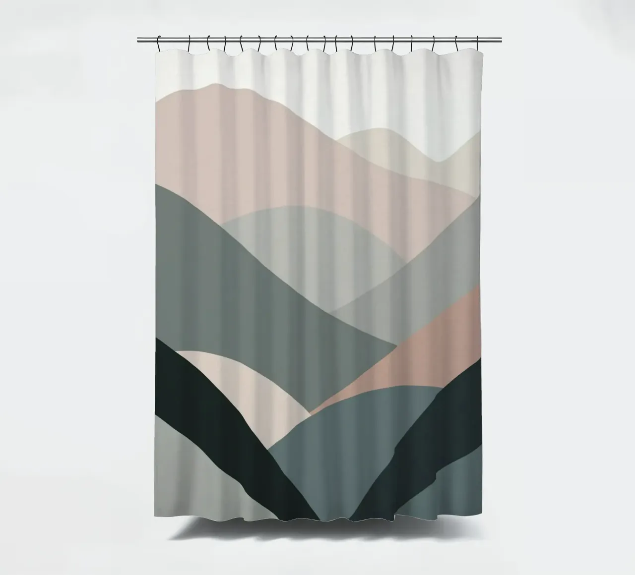 Scandinavian muted color mountain range 04 shower curtain by Little Dean