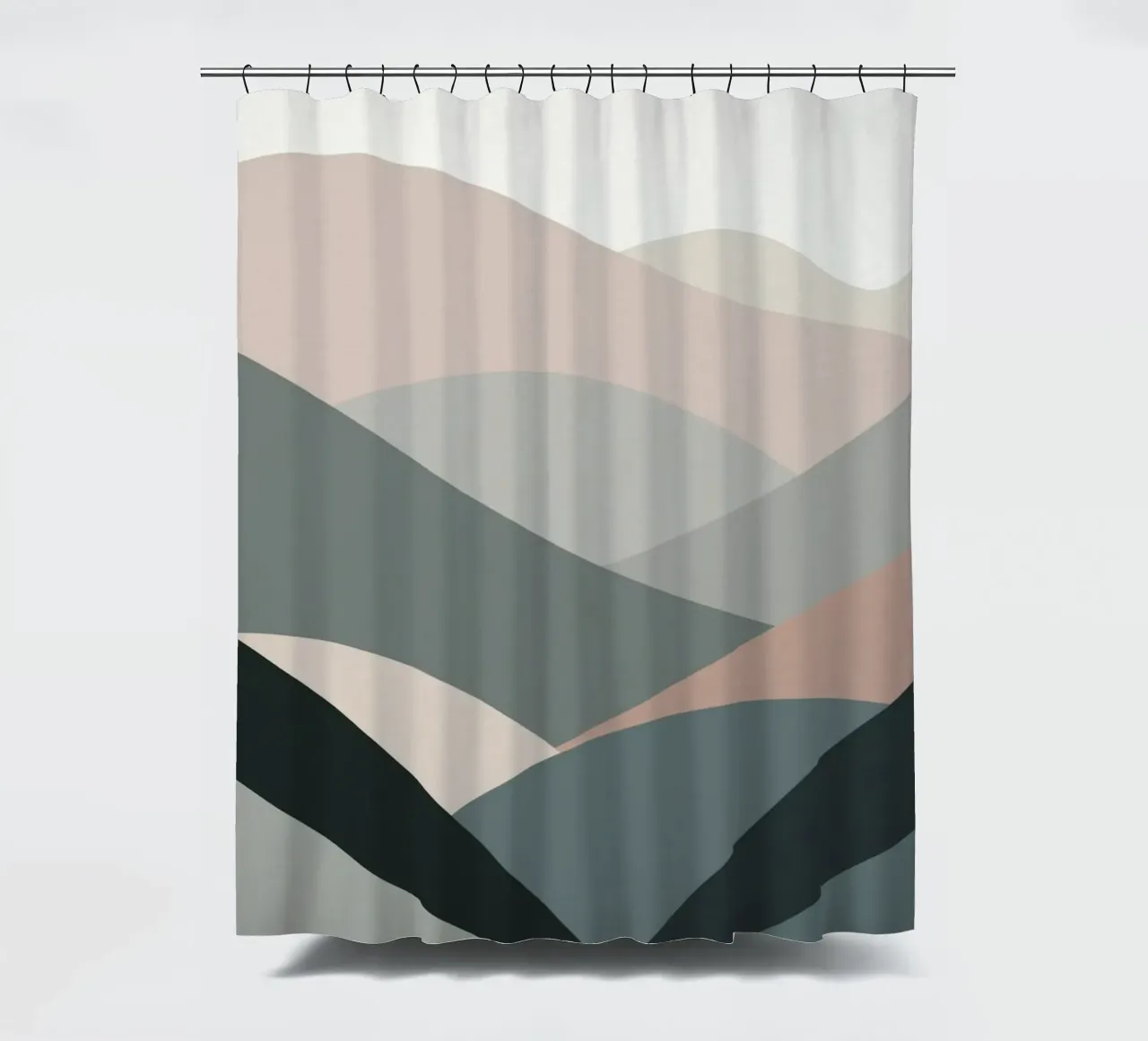 Scandinavian muted color mountain range 04 shower curtain by Little Dean