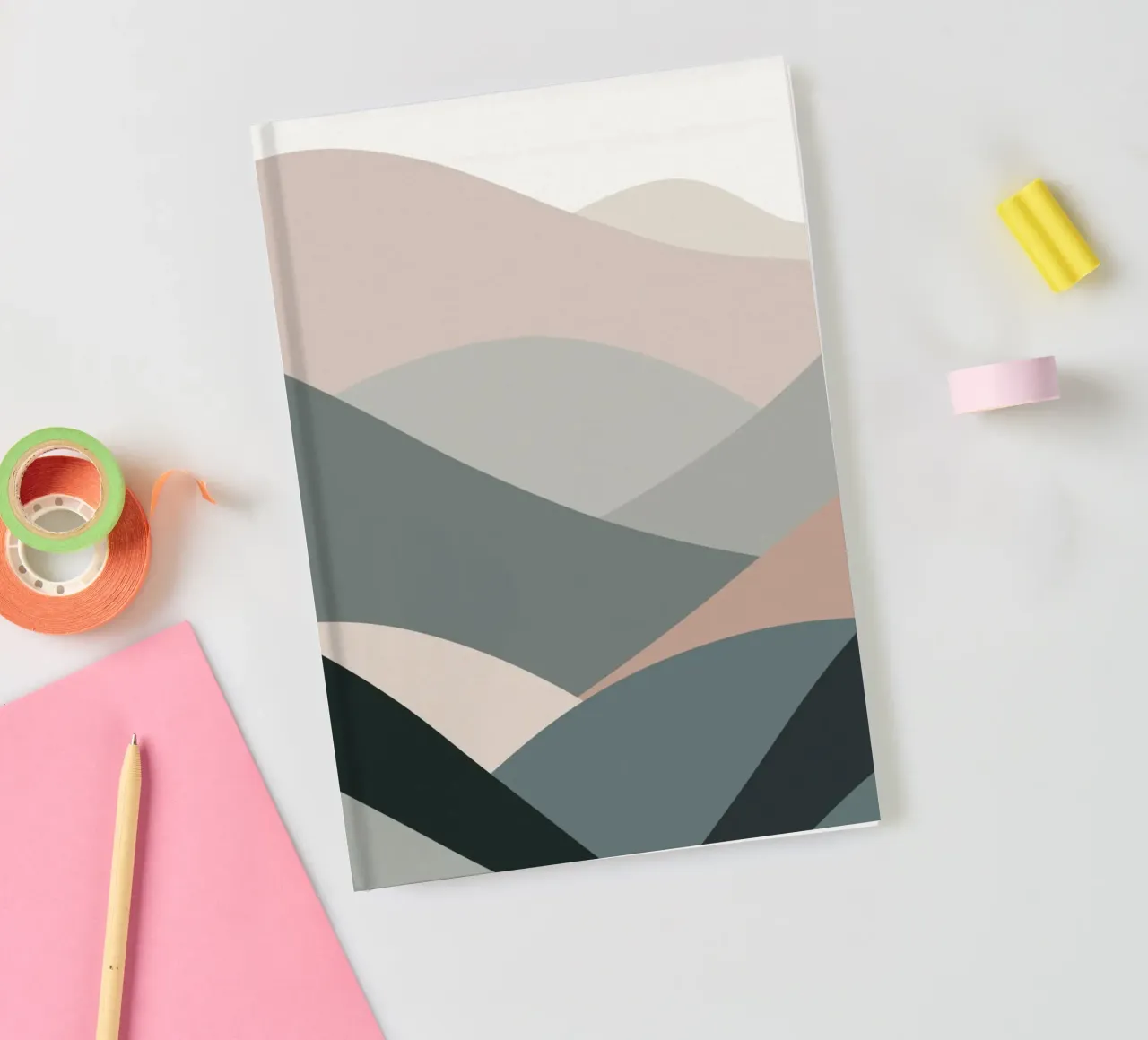 Scandinavian muted color mountain range 04 notebook by Little Dean