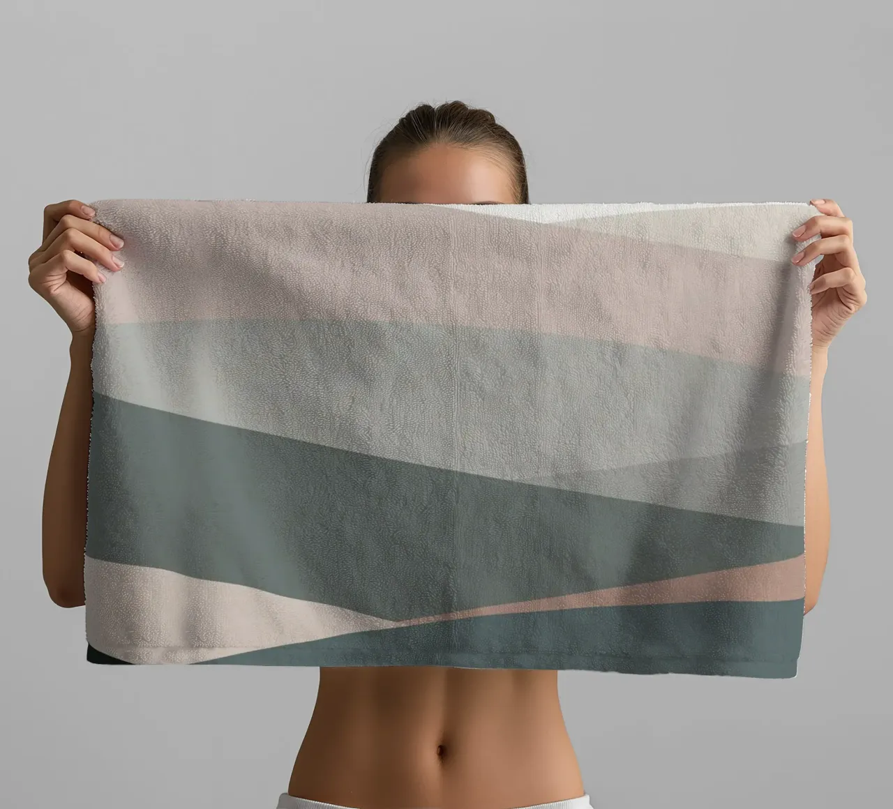 Scandinavian muted color mountain range 04 towel by Little Dean