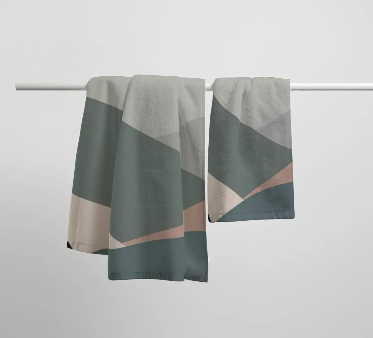 Scandinavian muted color mountain range 04 towel by Little Dean