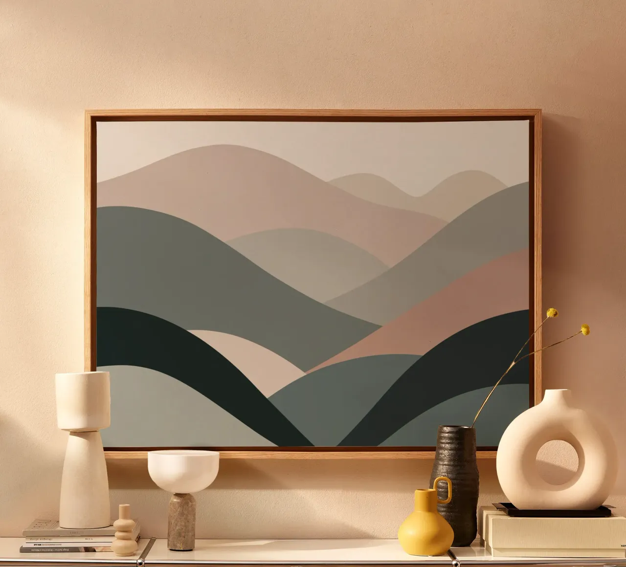 Scandinavian muted color mountain range 04 canvas by Little Dean