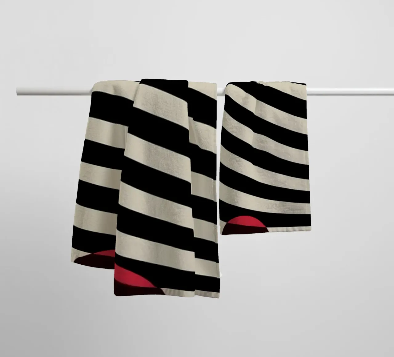 Bauhaus Wavy Lines Red Circles Optical Art 1923 towel by NorwesClub