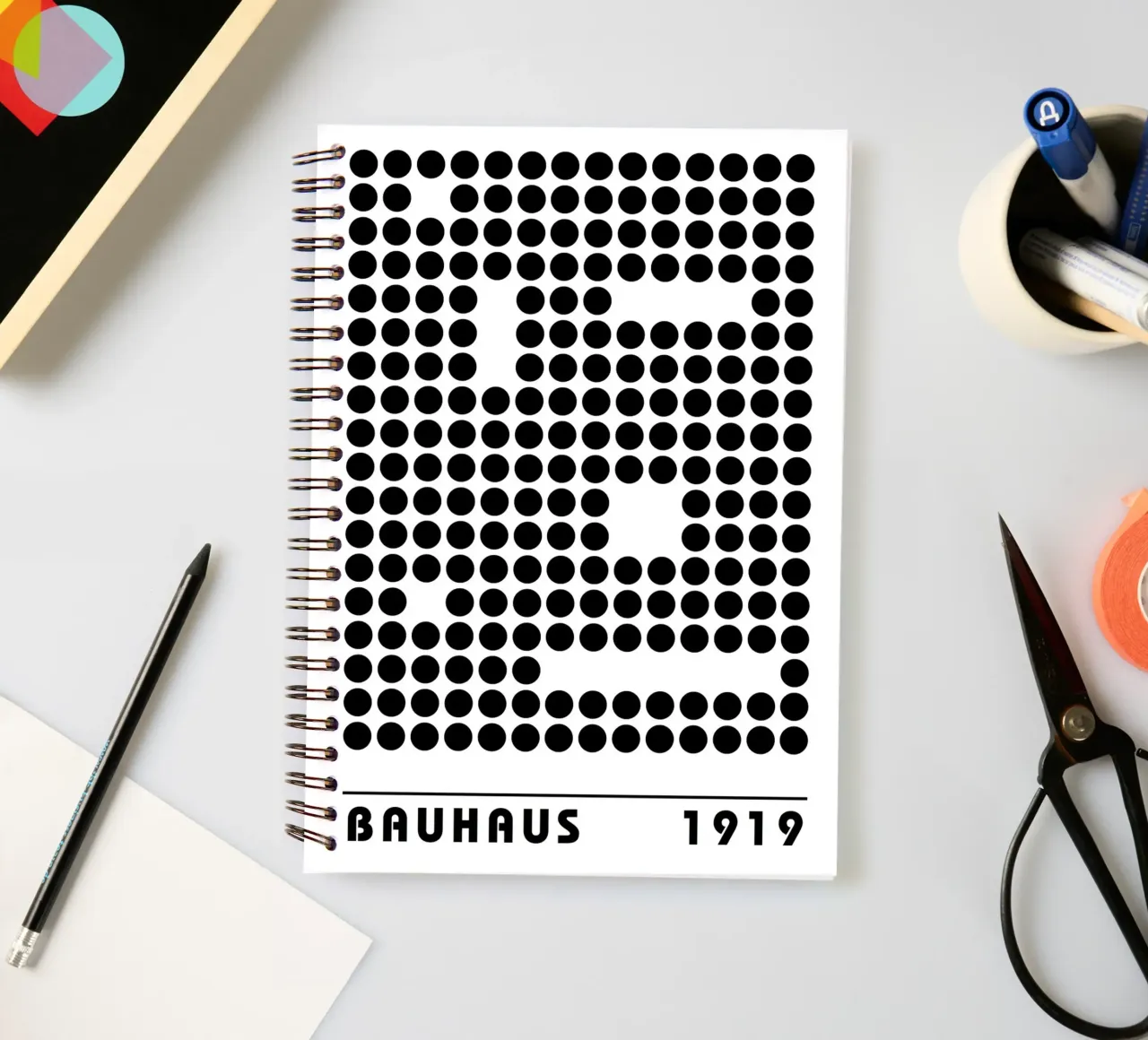Bauhaus Geometric Dots Abstract Shape 1919 Print spiral notebook by NorwesClub
