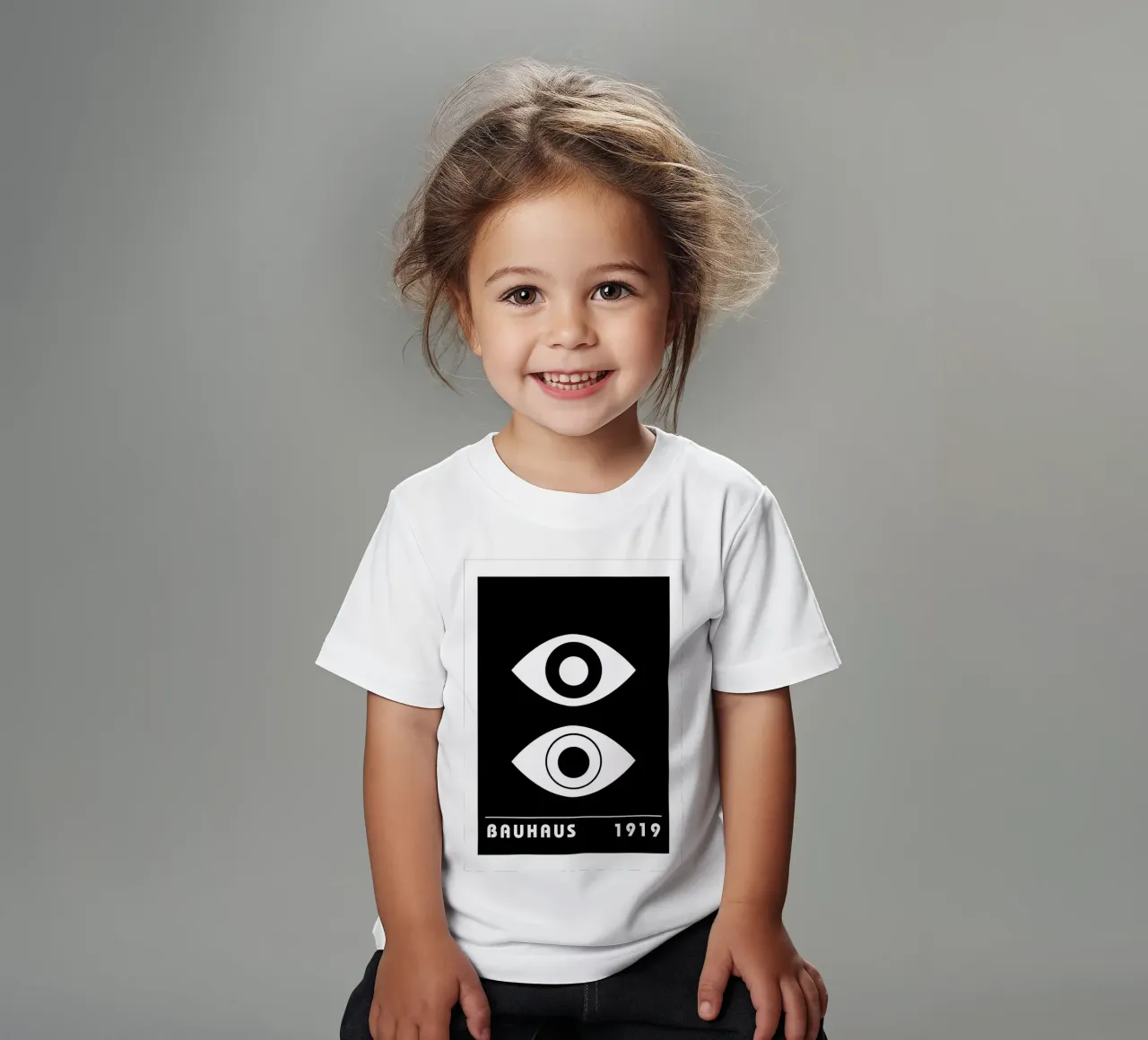 Bauhaus Gestileerde Ogen Zwart Wit Abstract 1919 kinder t-shirt van NorwesClub