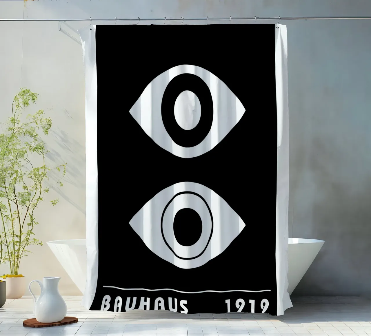 Bauhaus Stilisierte Augen Schwarz Weiß Abstrakt 1919 Duschvorhang von NorwesClub