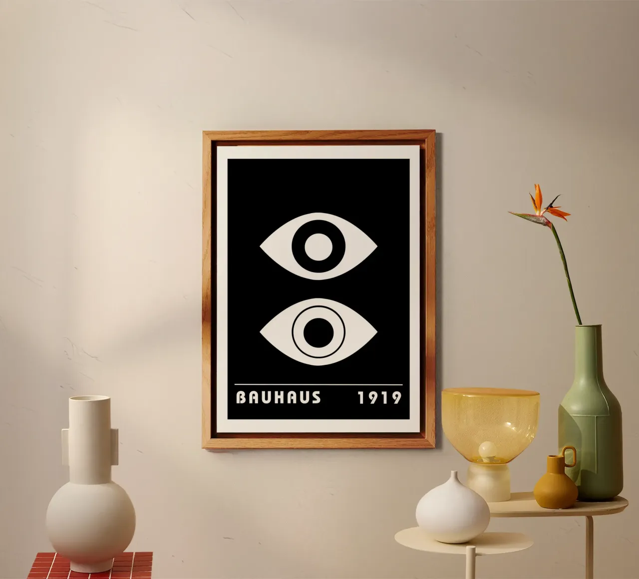 Bauhaus Stylized Eyes Black White Abstract 1919 alu-dibond by NorwesClub