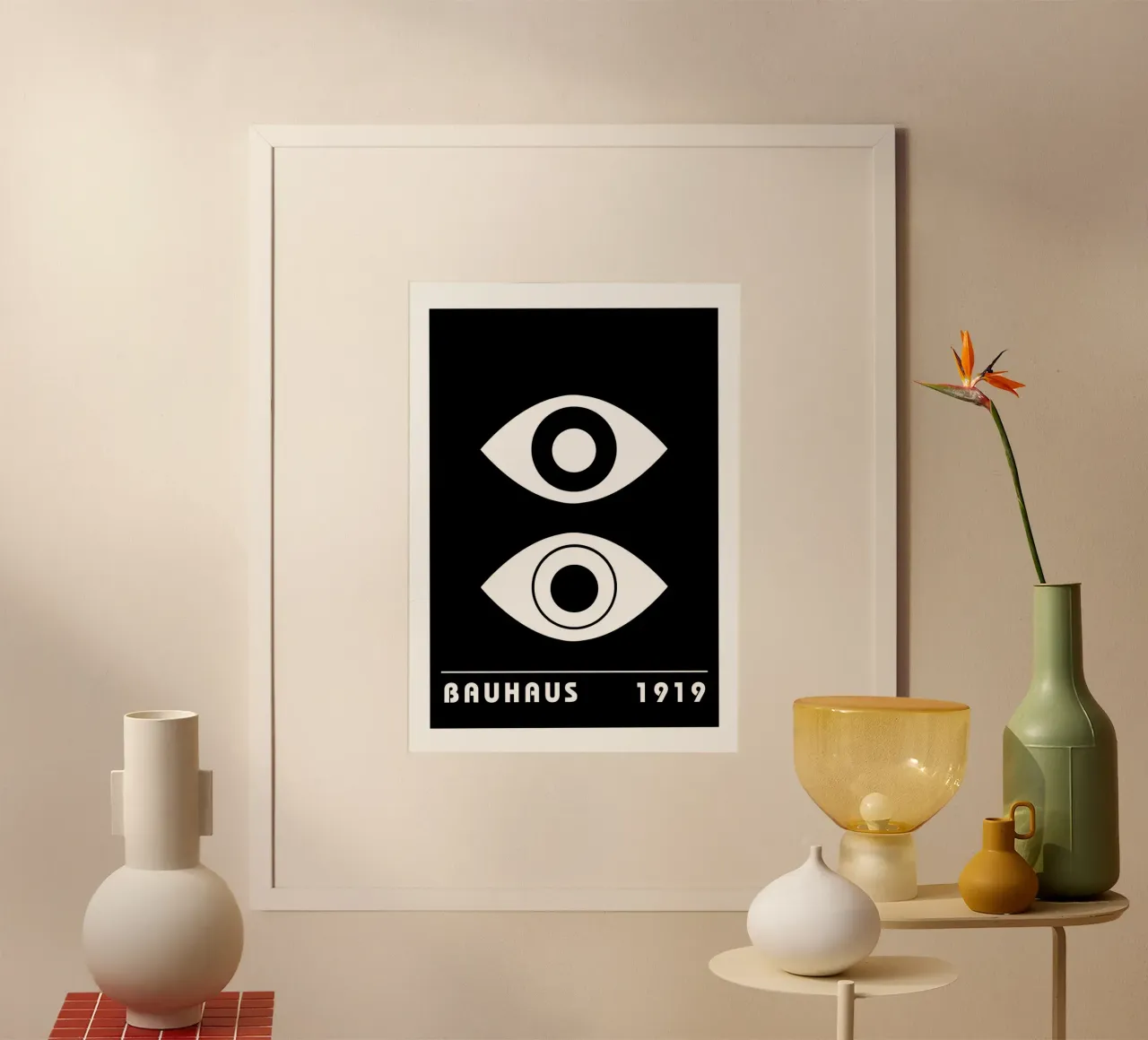 Bauhaus Stylized Eyes Black White Abstract 1919 poster by NorwesClub