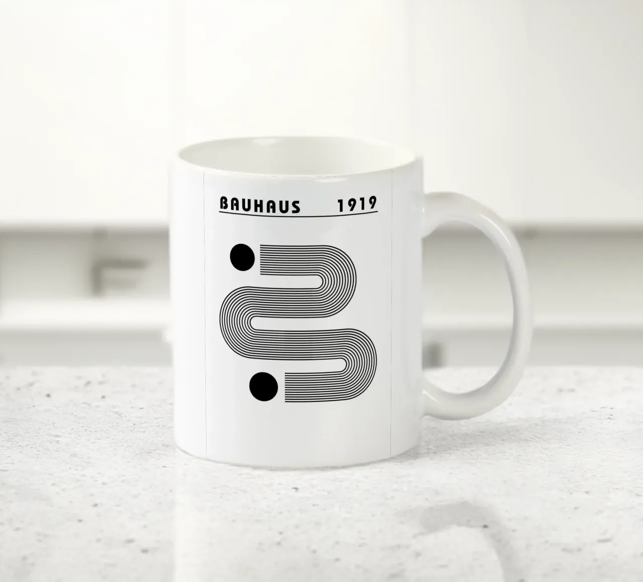Bauhaus Abstract S-Shape Lines Circles 1919 Print ceramic mug by NorwesClub