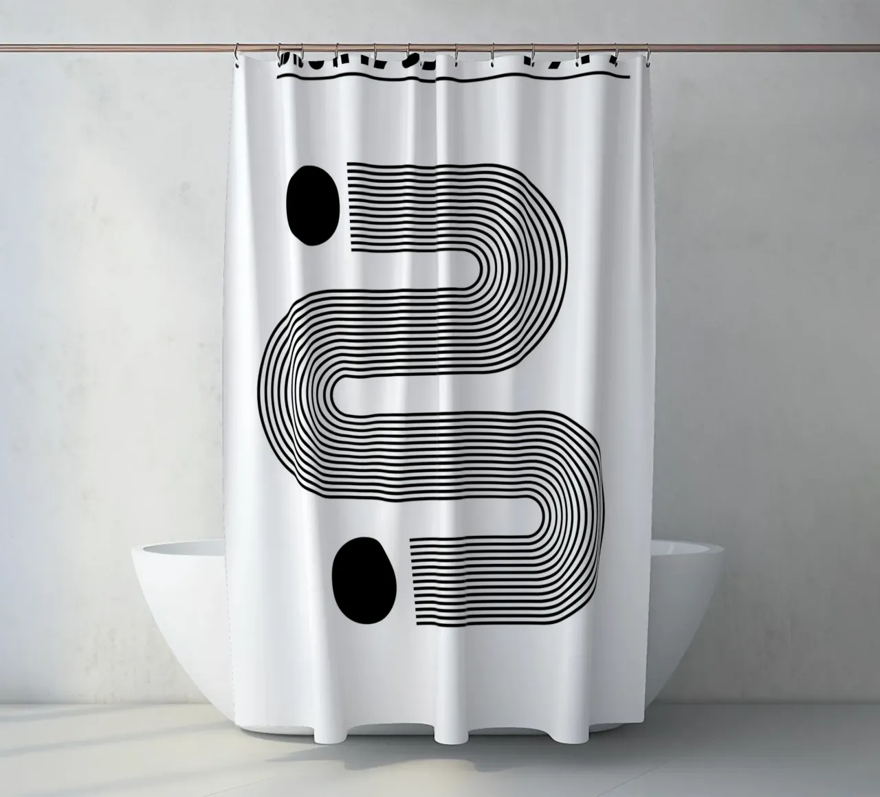 Bauhaus Abstract S-Shape Lines Circles 1919 Print shower curtain by NorwesClub