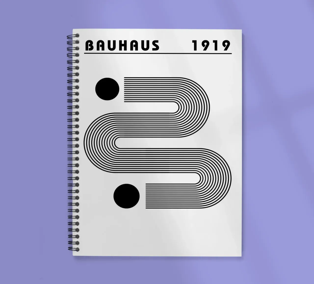 Bauhaus Abstract S-Shape Lines Circles 1919 Print spiral notebook by NorwesClub