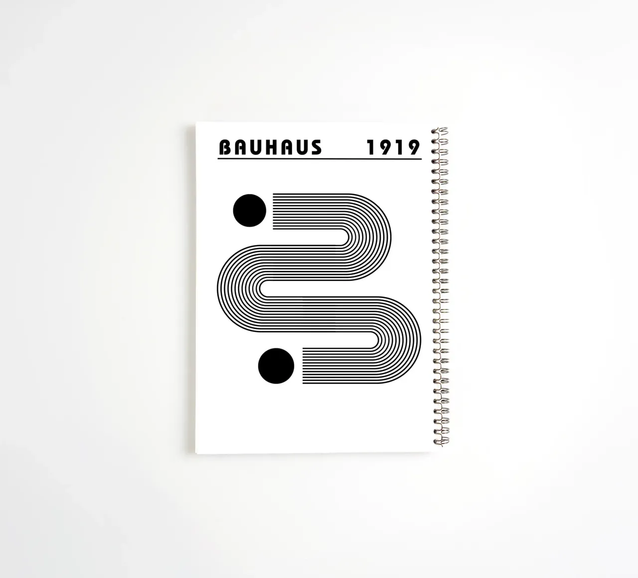 Bauhaus Abstract S-Shape Lines Circles 1919 Print spiral notebook by NorwesClub