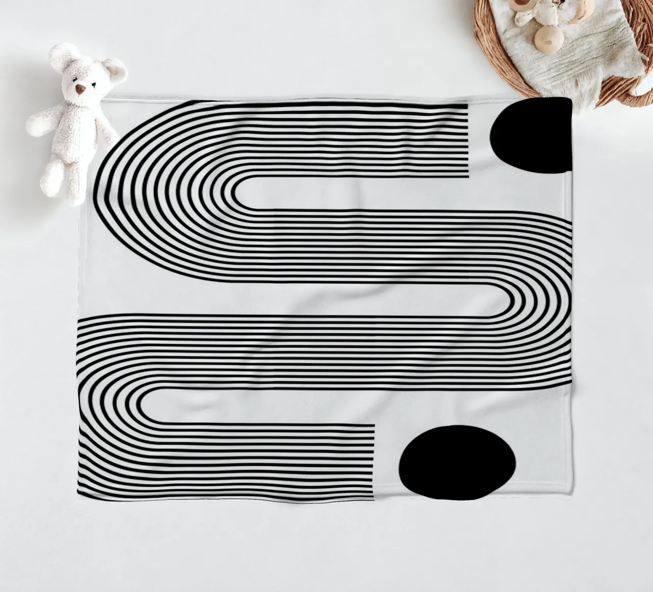 Bauhaus Abstract S-Shape Lines Circles 1919 Print fleece blanket by NorwesClub