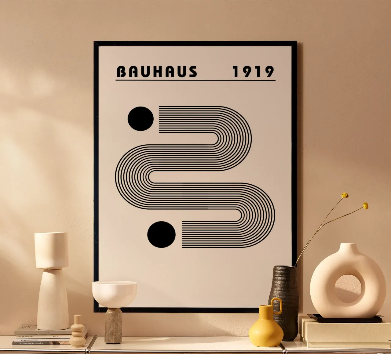Bauhaus Abstract S-Shape Lines Circles 1919 Print poster by NorwesClub
