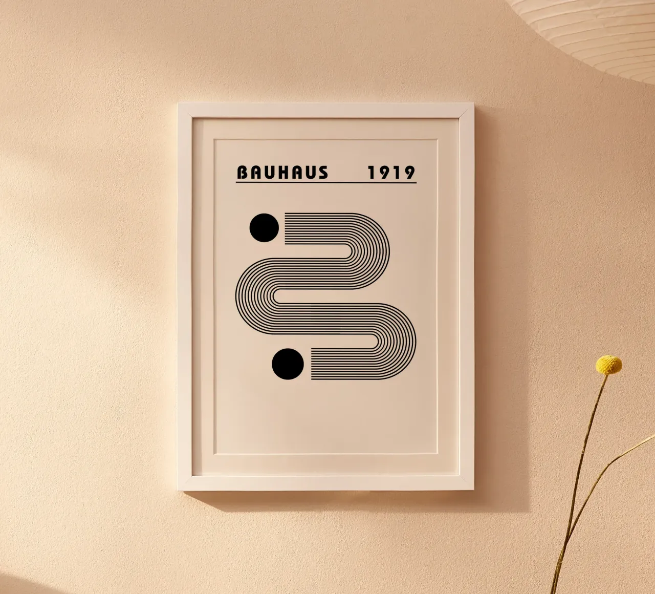 Bauhaus Astratto a forma di S Linee Cerchi 1919 Stampa poster con telaio in alluminio da NorwesClub