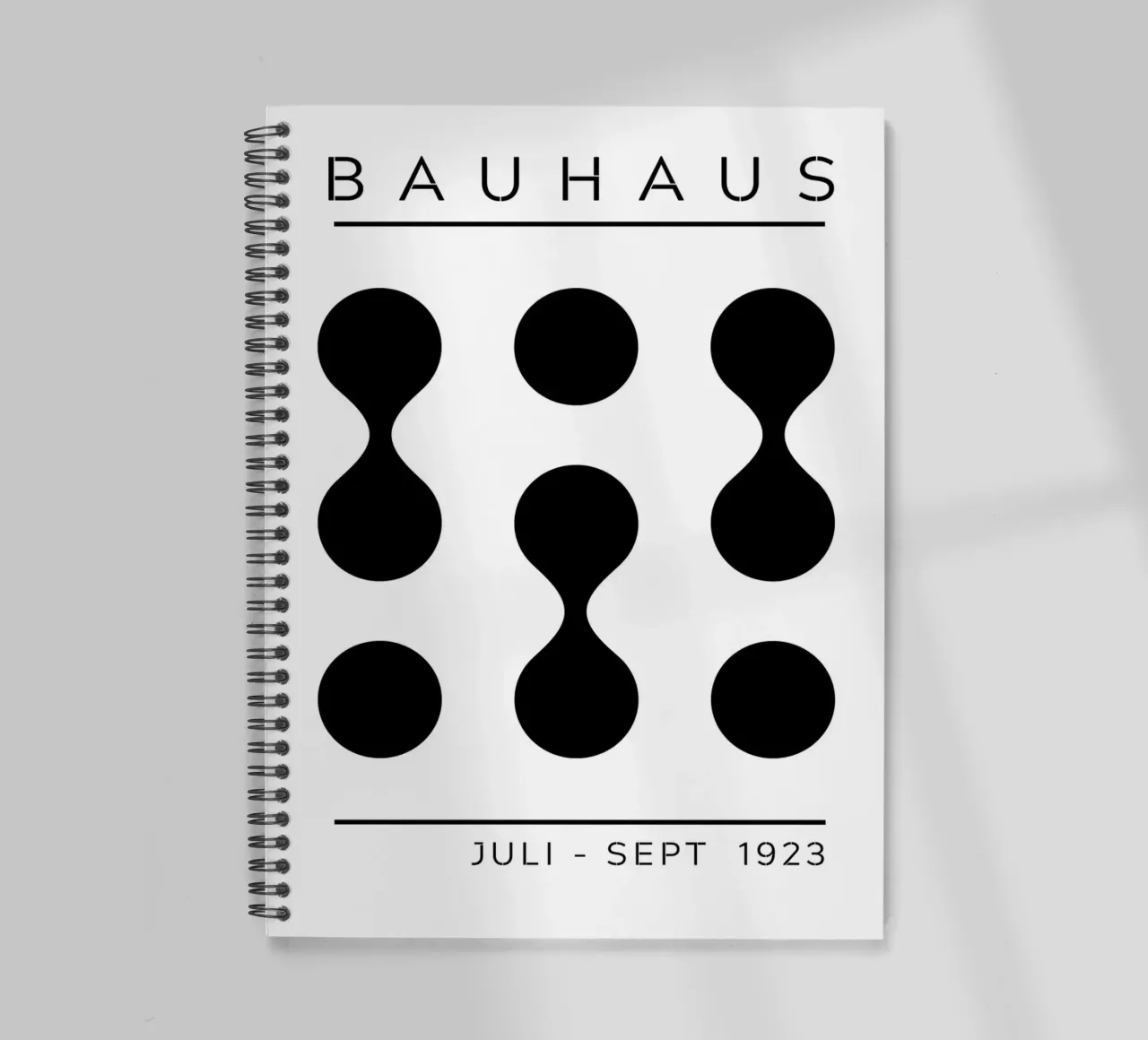 Bauhaus tentoonstelling 1923 Geometrische figuren B&W notitieboek met spiraal van NorwesClub