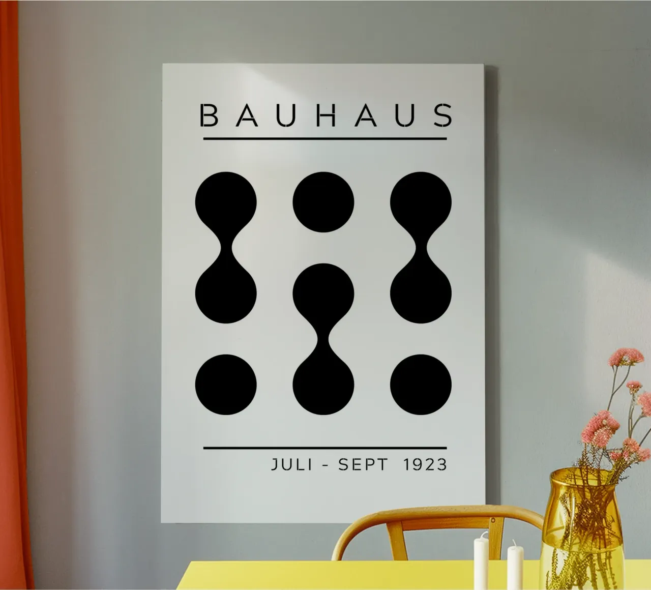 Bauhaus Ausstellung 1923 Geometric Figures B&W Leinwand mit Schattenfugenrahmen von NorwesClub