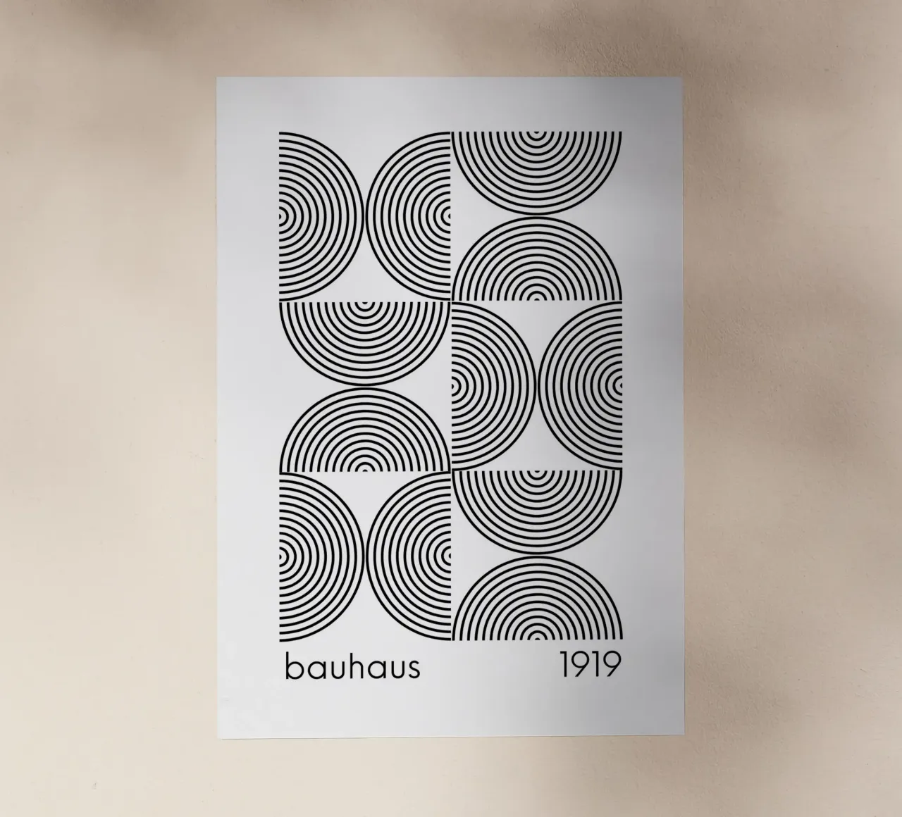 Bauhaus Cerchi geometrici B&N Astratto 1919 pellicola backlit da NorwesClub
