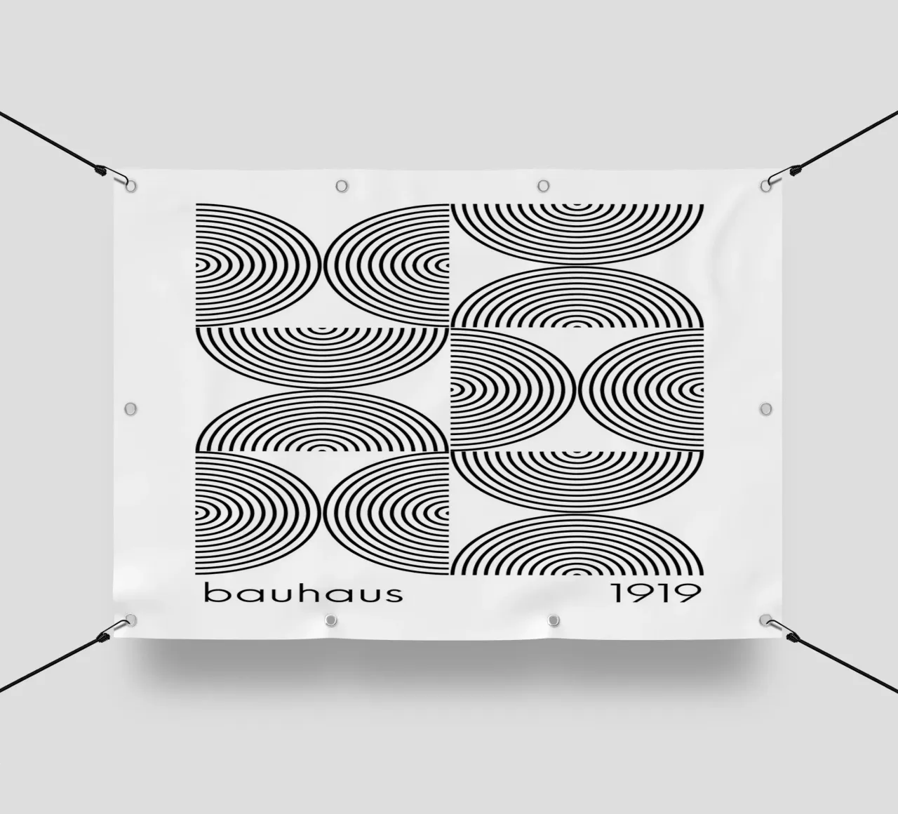 Bauhaus Cerchi geometrici B&N Astratto 1919 telo in pvc da NorwesClub