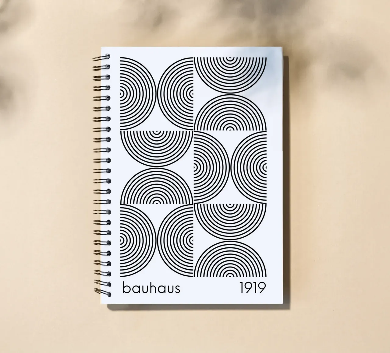 Bauhaus Geometric Circles B&W Abstract 1919 spiral notebook by NorwesClub