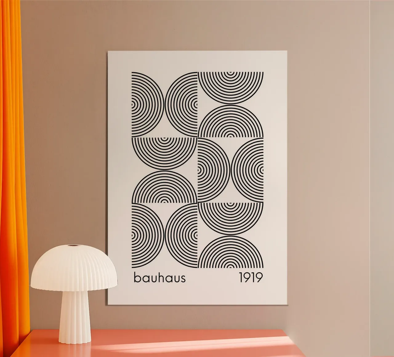 Bauhaus Geometric Circles B&W Abstract 1919 alu-dibond by NorwesClub