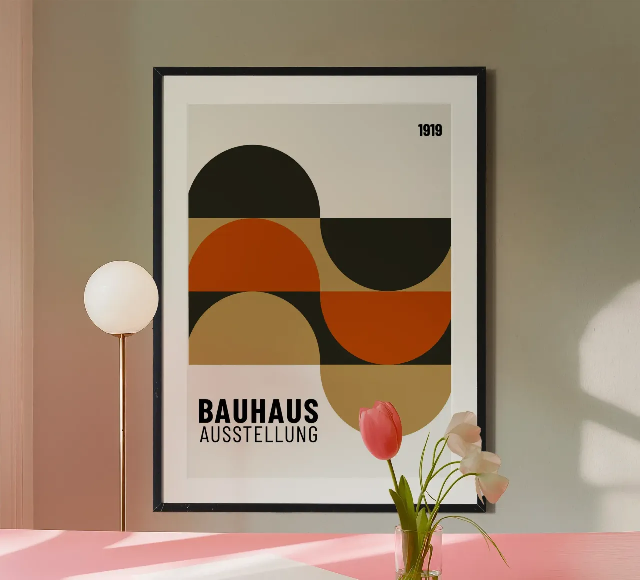 Mostra Bauhaus 1923 Cerchi geometrici di colore poster con telaio in plastica da NorwesClub