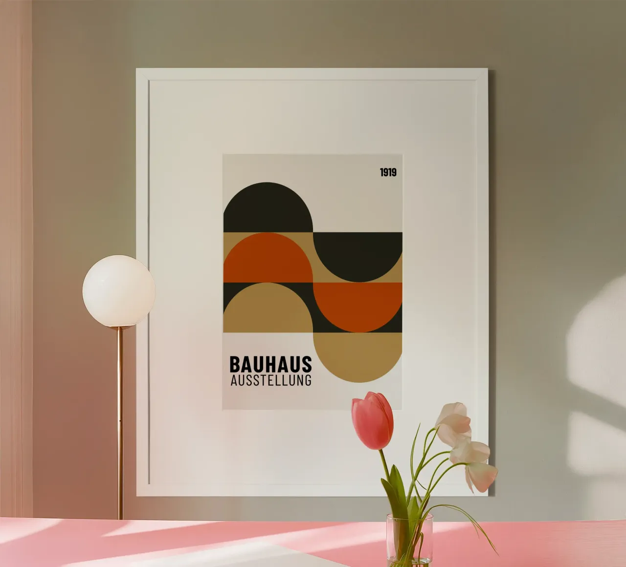Mostra Bauhaus 1923 Cerchi geometrici di colore poster con telaio in plastica da NorwesClub