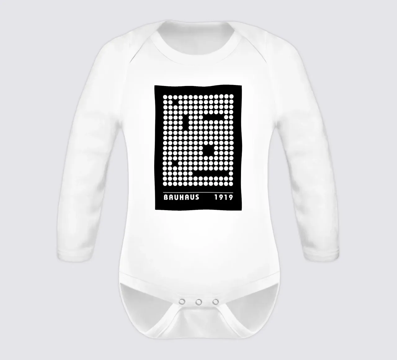 Bauhaus Geometric Circles B&W Abstract 1919 long-sleeve baby romper by NorwesClub