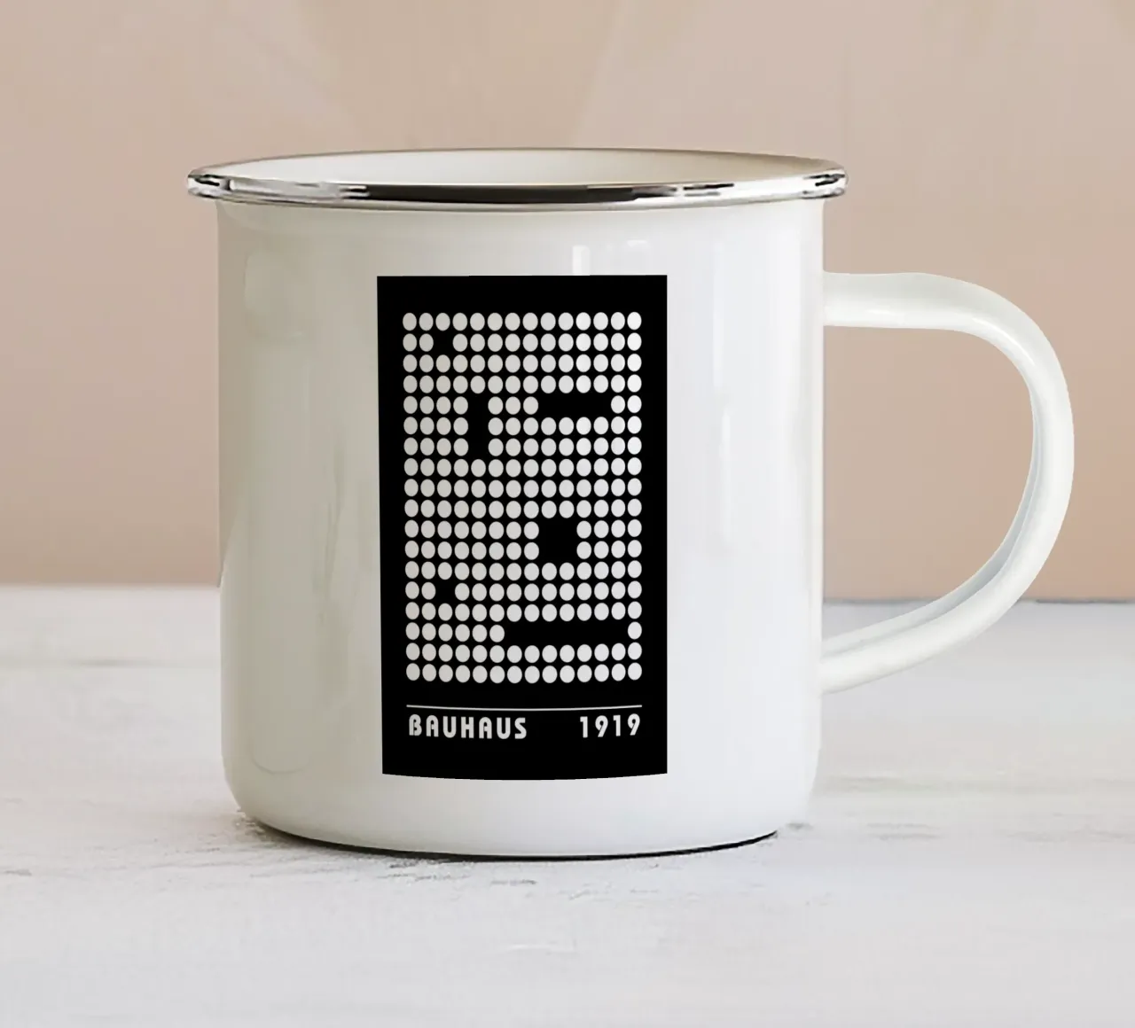 Bauhaus Cerchi geometrici B&N Astratto 1919 tazza in smalto da NorwesClub