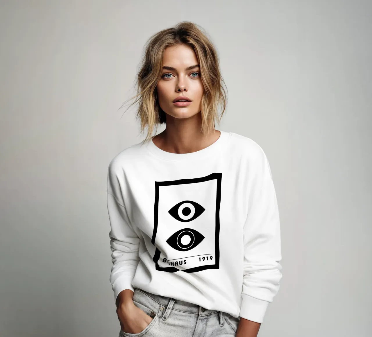 Bauhaus Gestileerde Ogen Zwart Wit Abstract 1919 sweatshirt van NorwesClub