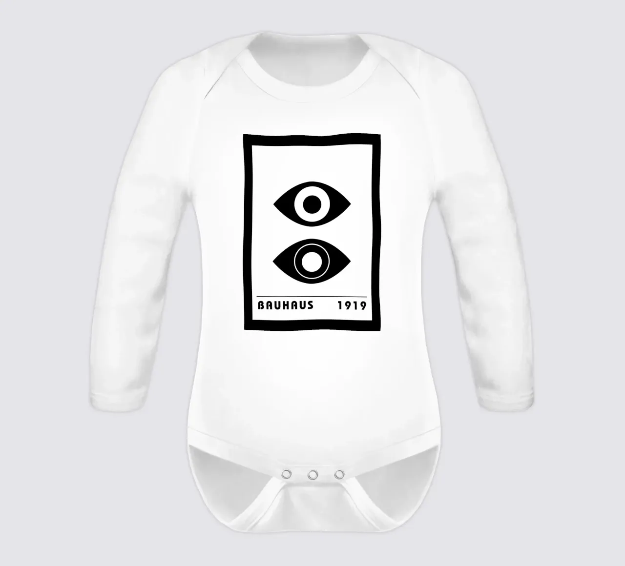 Bauhaus Stylized Eyes Black White Abstract 1919 long-sleeve baby romper by NorwesClub