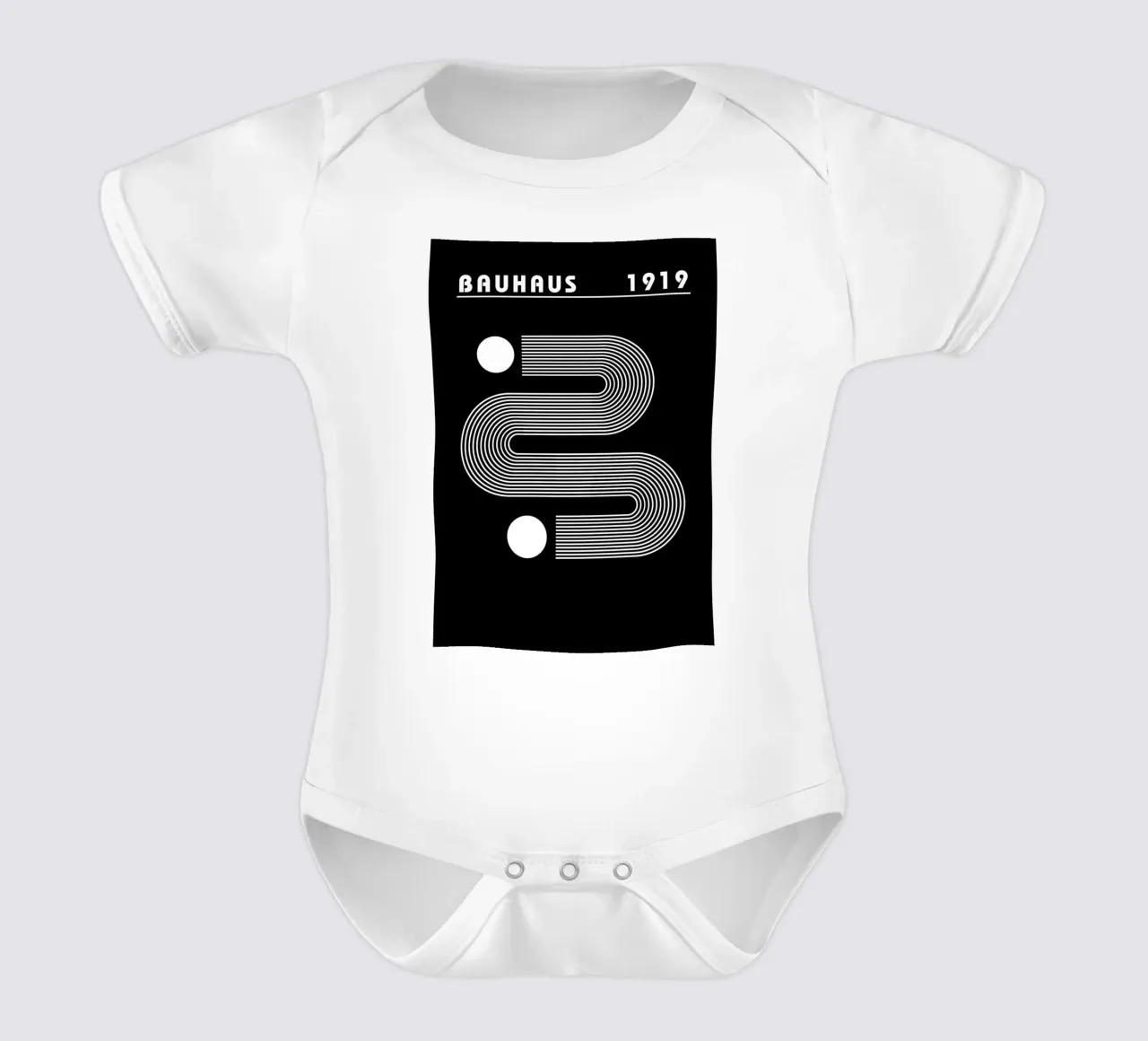 Bauhaus Geometric Circles B&W Abstract 1919 short-sleeve baby romper by NorwesClub