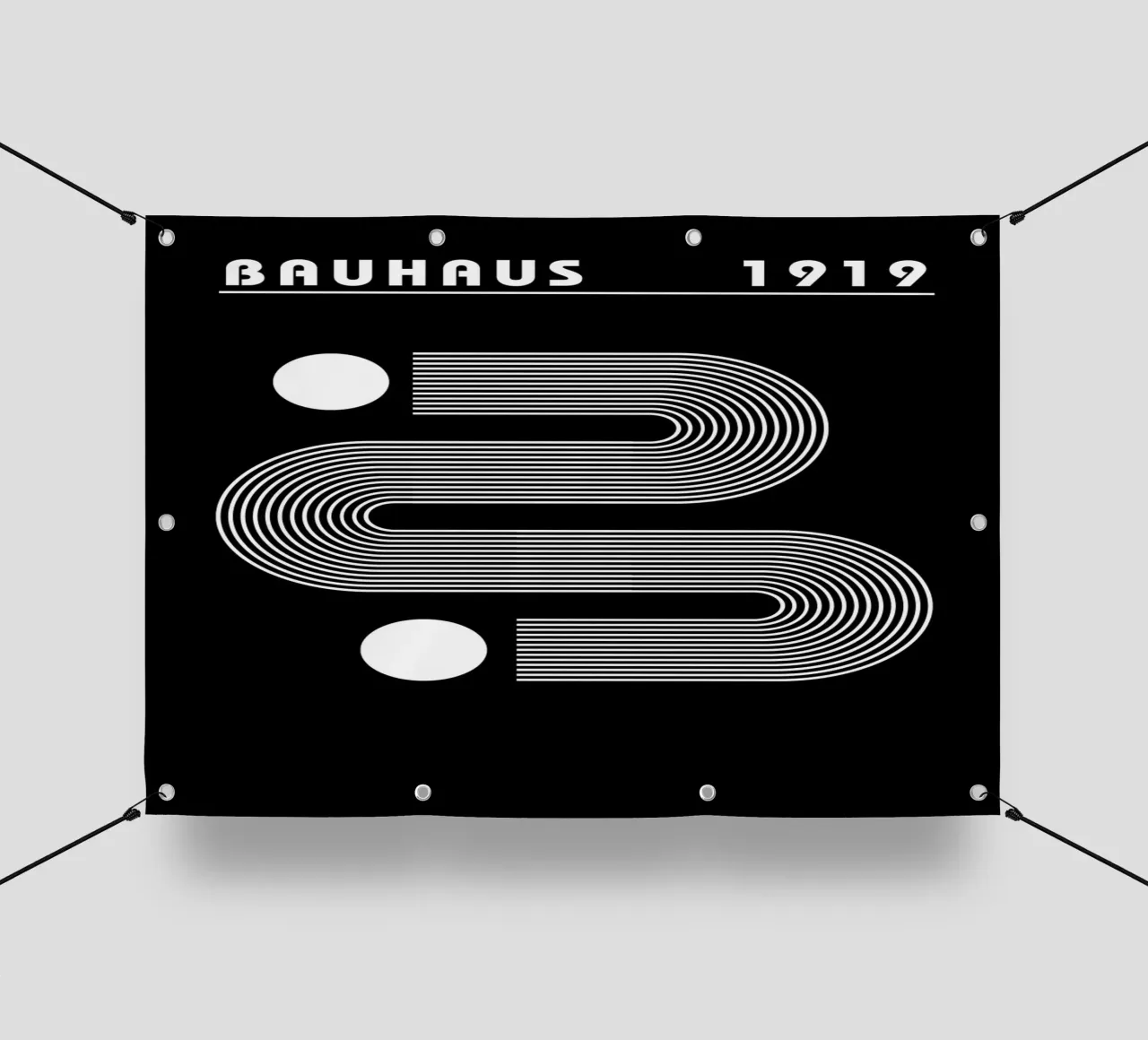 Bauhaus Cerchi geometrici B&N Astratto 1919 telo in pvc da NorwesClub