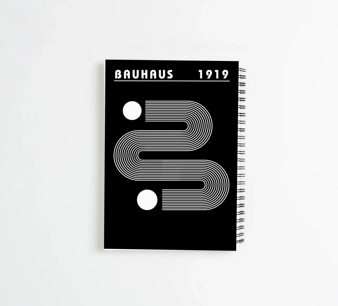 Bauhaus Geometric Circles B&W Abstract 1919 spiral notebook by NorwesClub