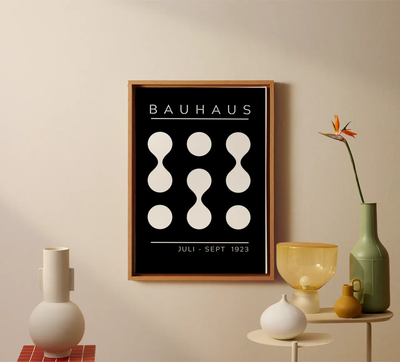 Bauhaus Tentoonstelling 1923 Geometrisch Rood Zwart canvas met Baklijst van NorwesClub