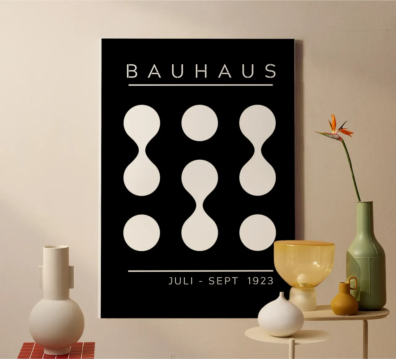 Bauhaus Tentoonstelling 1923 Geometrisch Rood Zwart canvas met Baklijst van NorwesClub