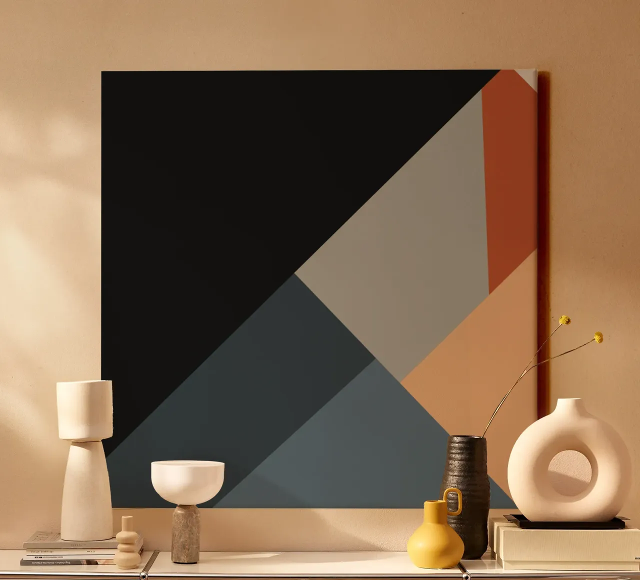 Minimal Muted color geometrical nordic art 06 #1 tela con Cornice a cassetta da Little Dean