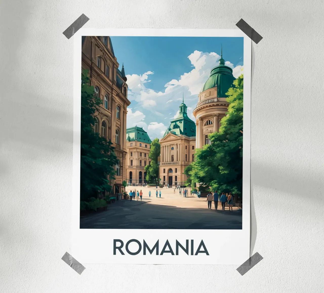 Affiche Roumanie poster con telaio in legno da Frame the World