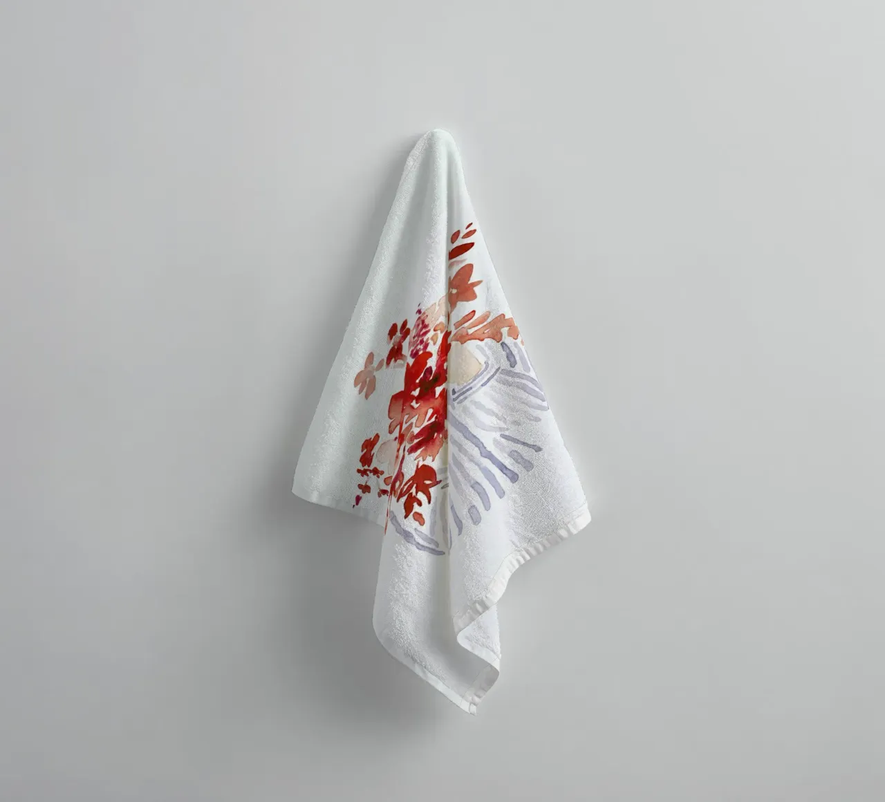 Red Flowergirl towel by Farina Kuklinski