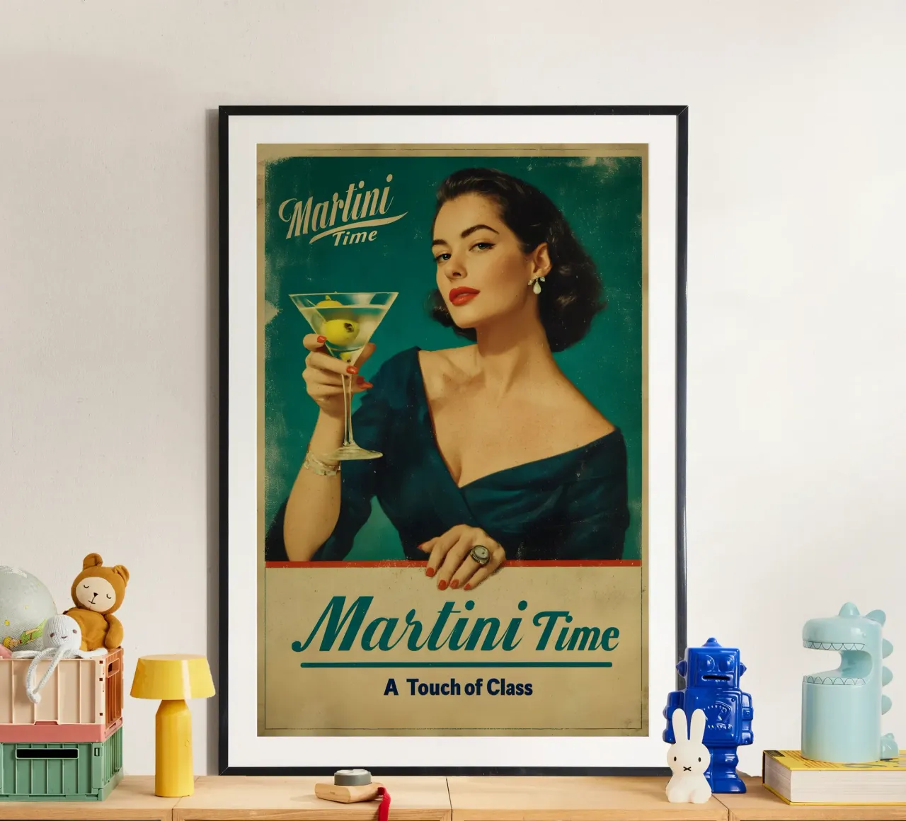 Martini Time poster con telaio in plastica da M-Ulrich-Digital Art