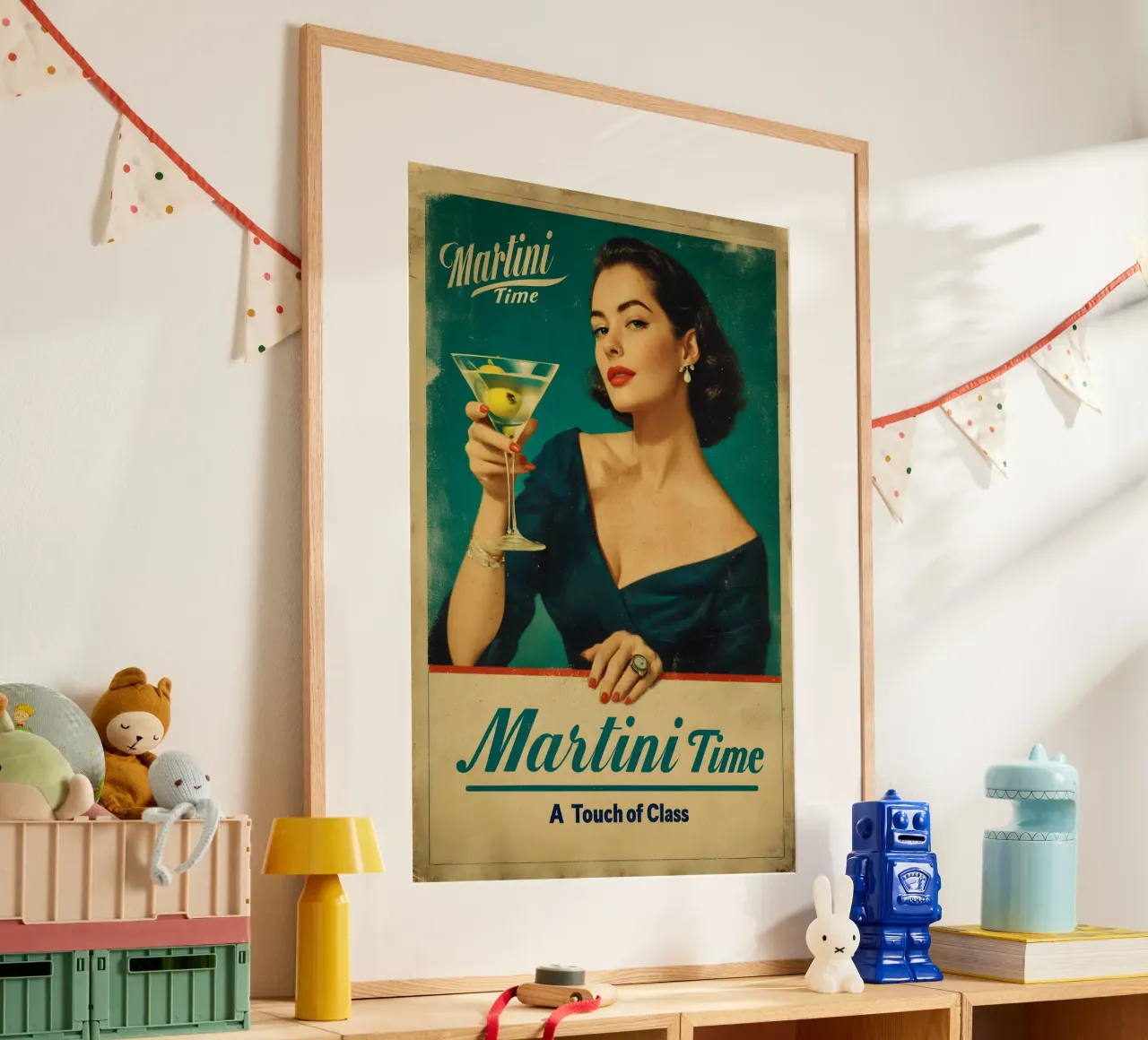 Martini Time poster con telaio in plastica da M-Ulrich-Digital Art