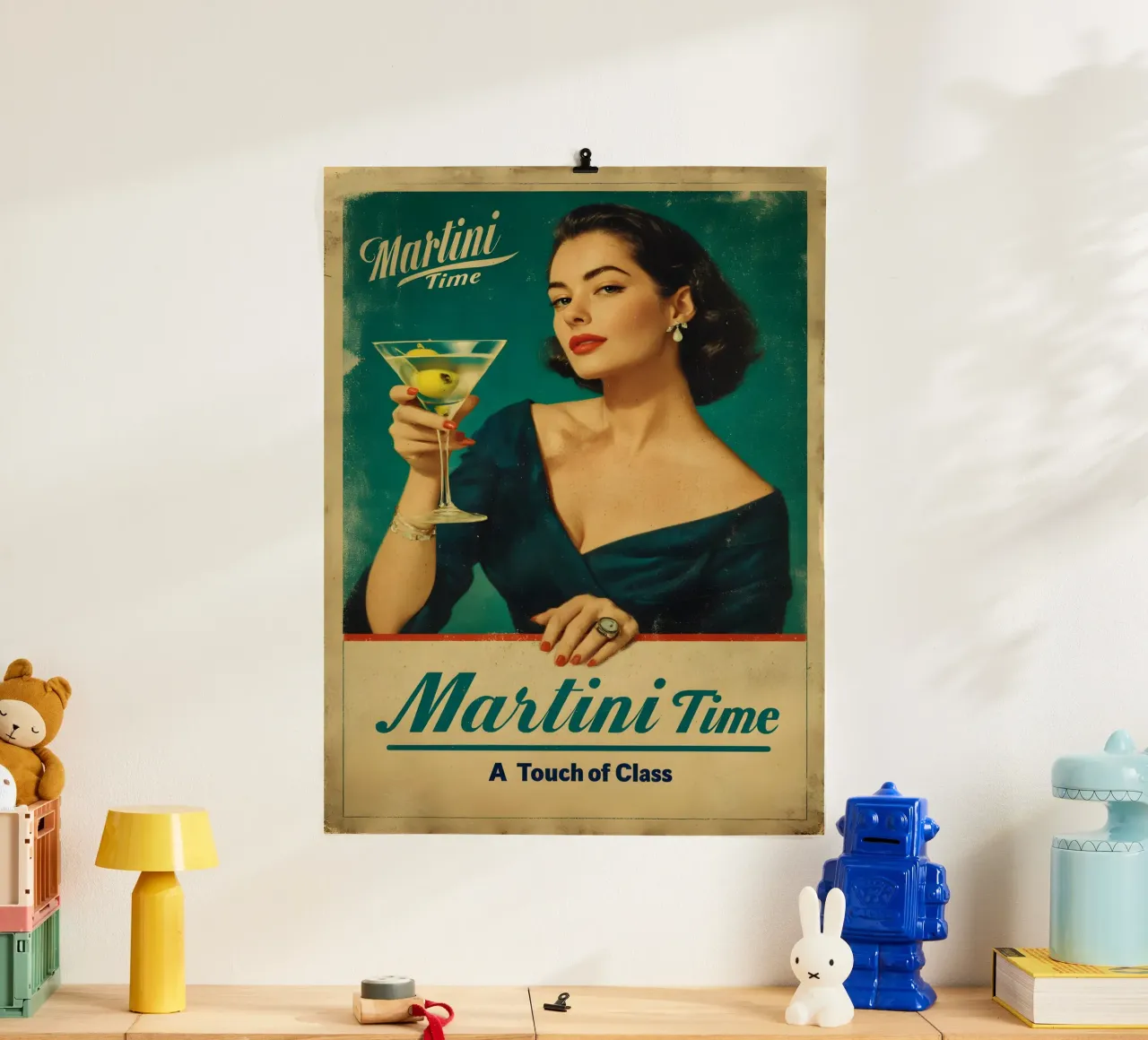 Martini Time poster con telaio in plastica da M-Ulrich-Digital Art