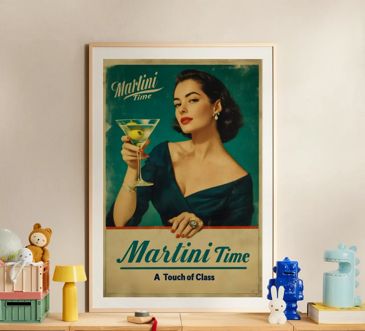 Martini Time poster con telaio in plastica da M-Ulrich-Digital Art