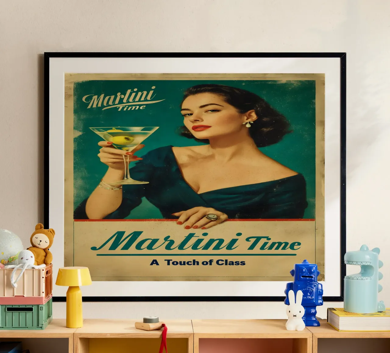 Martini Time poster con telaio in plastica da M-Ulrich-Digital Art