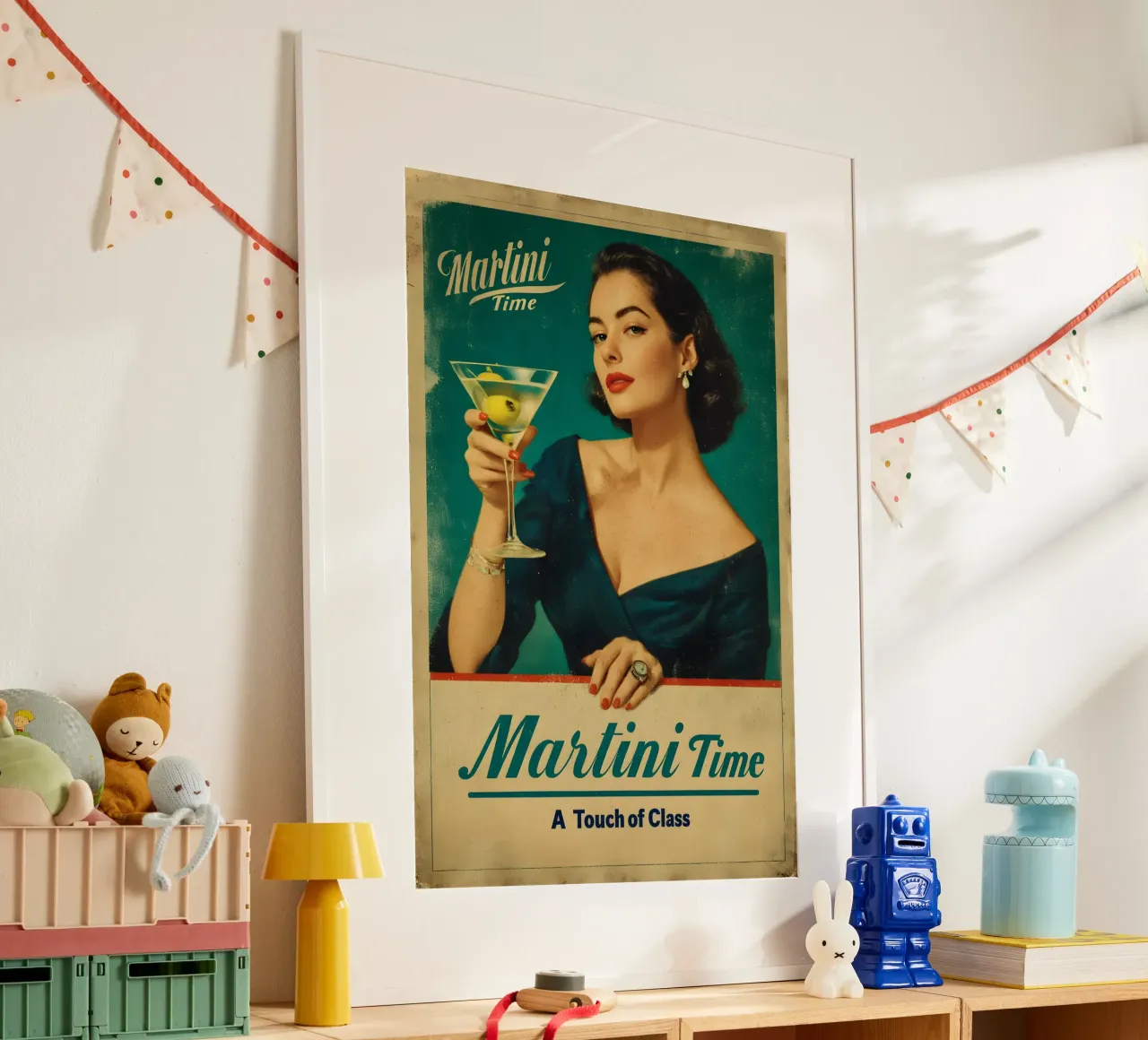 Martini Time poster con telaio in plastica da M-Ulrich-Digital Art