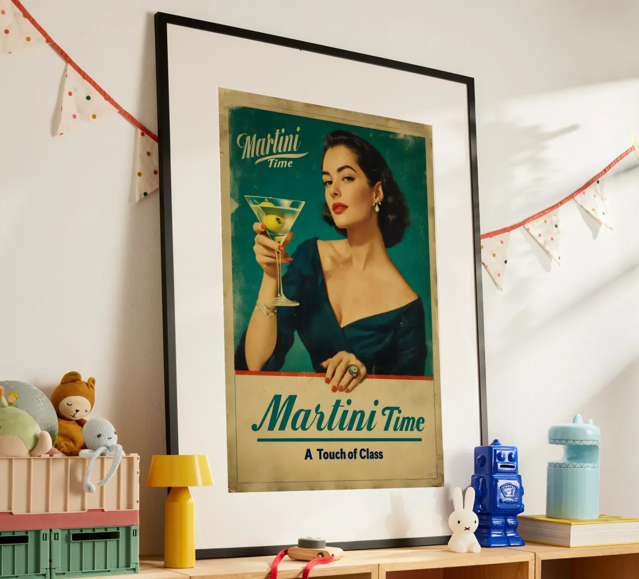 Martini Time poster con telaio in plastica da M-Ulrich-Digital Art